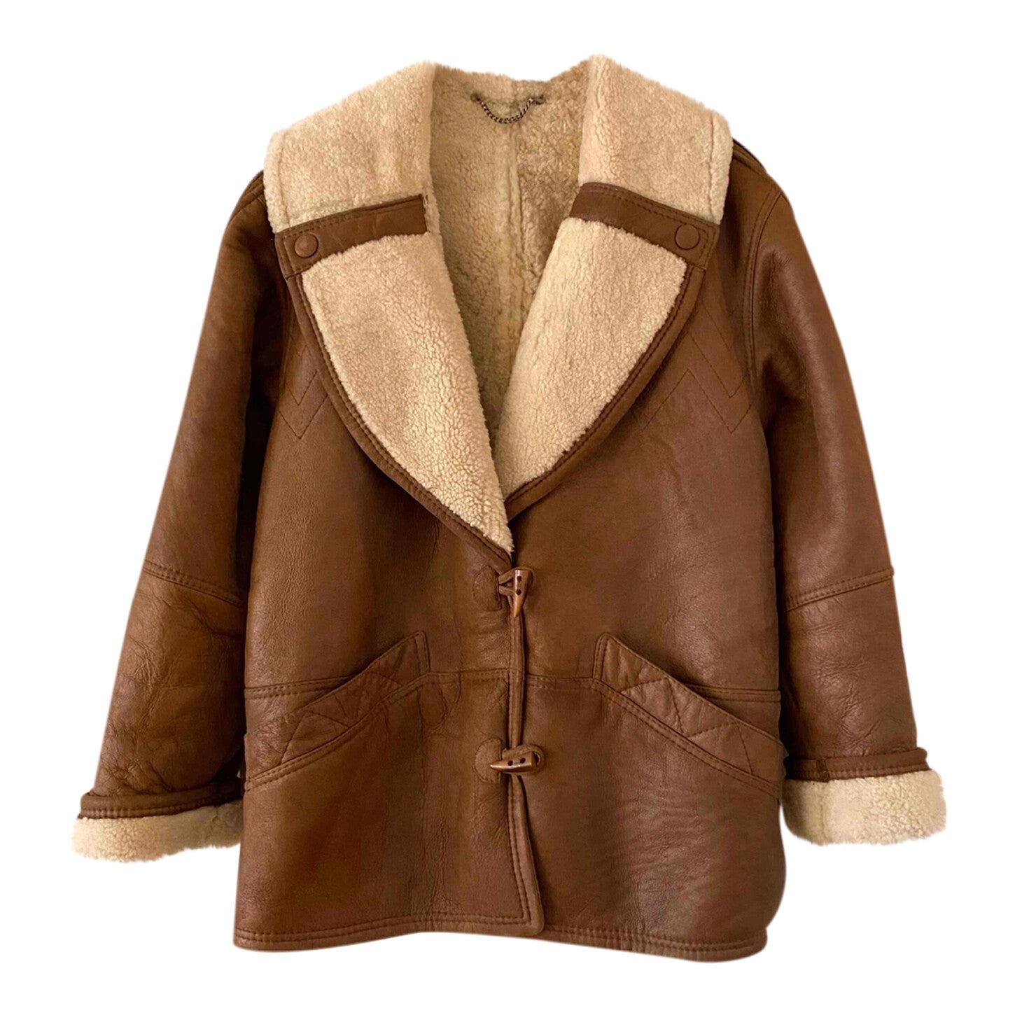 Wool-lined leather coat