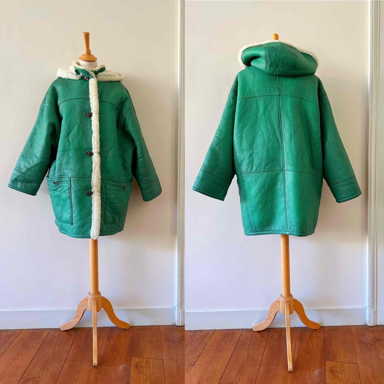 Wool-lined leather coat