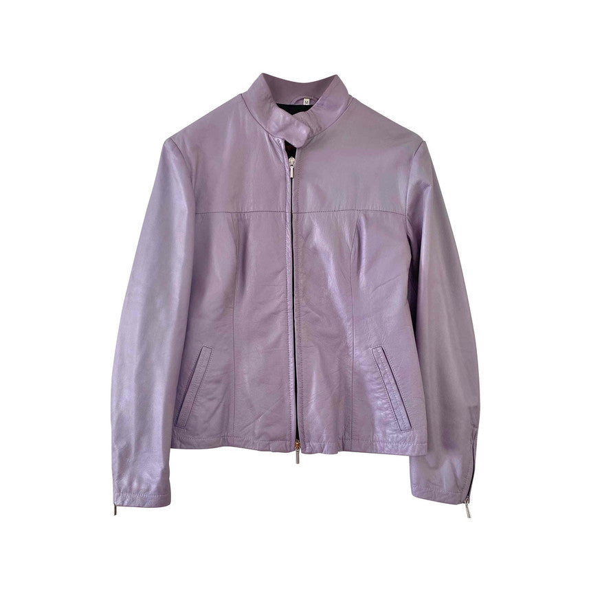 Blouson en cuir lilas