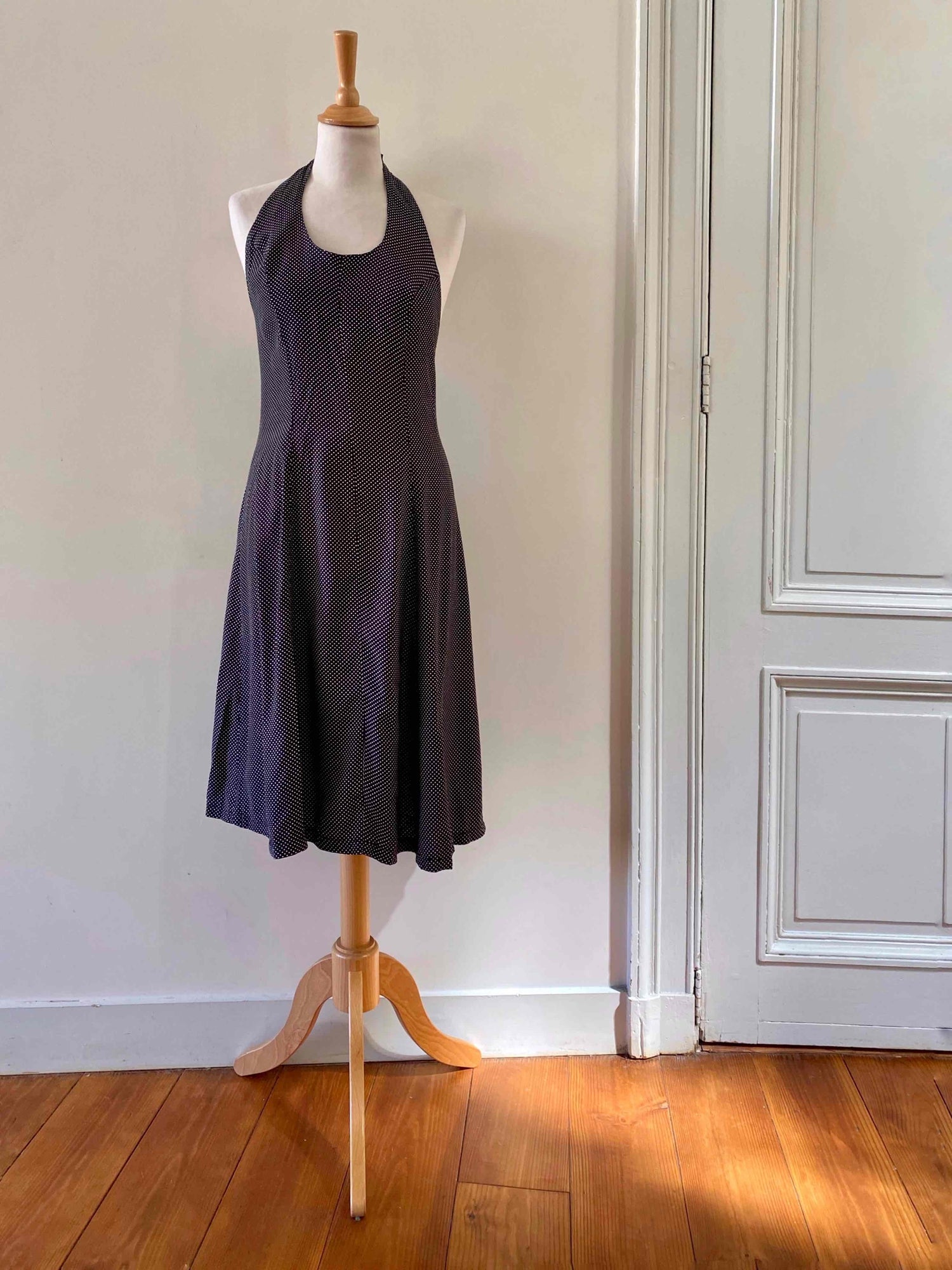 Backless polka dot dress