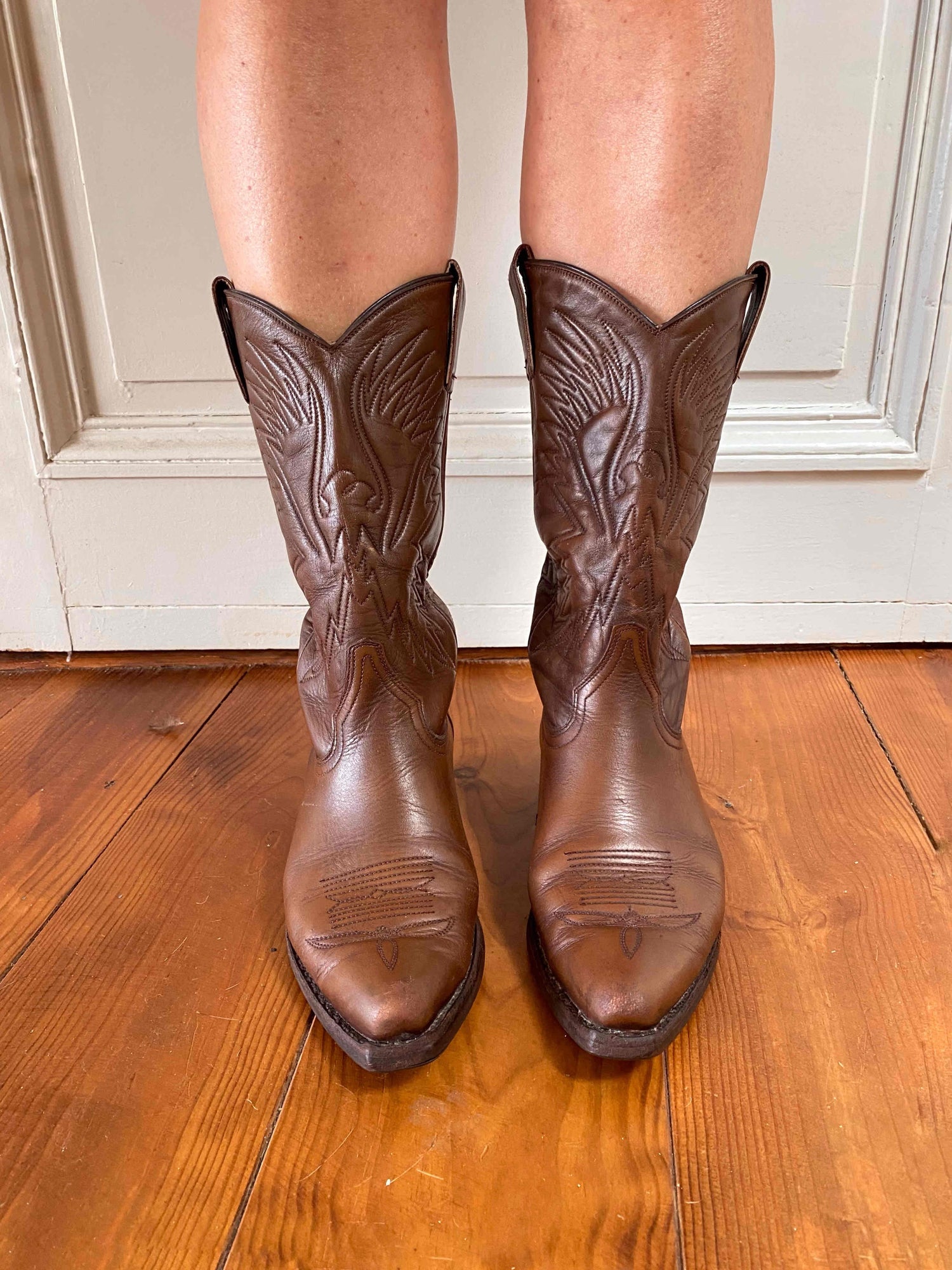 Leather cowboy boots