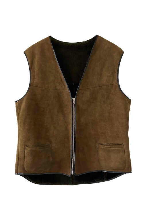 Wool-lined leather vest