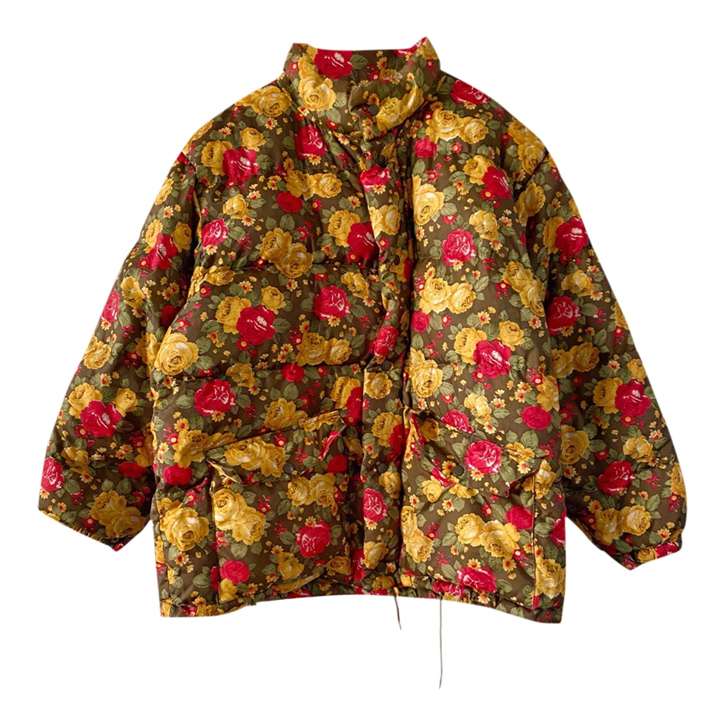 Flower-print puffer jacket