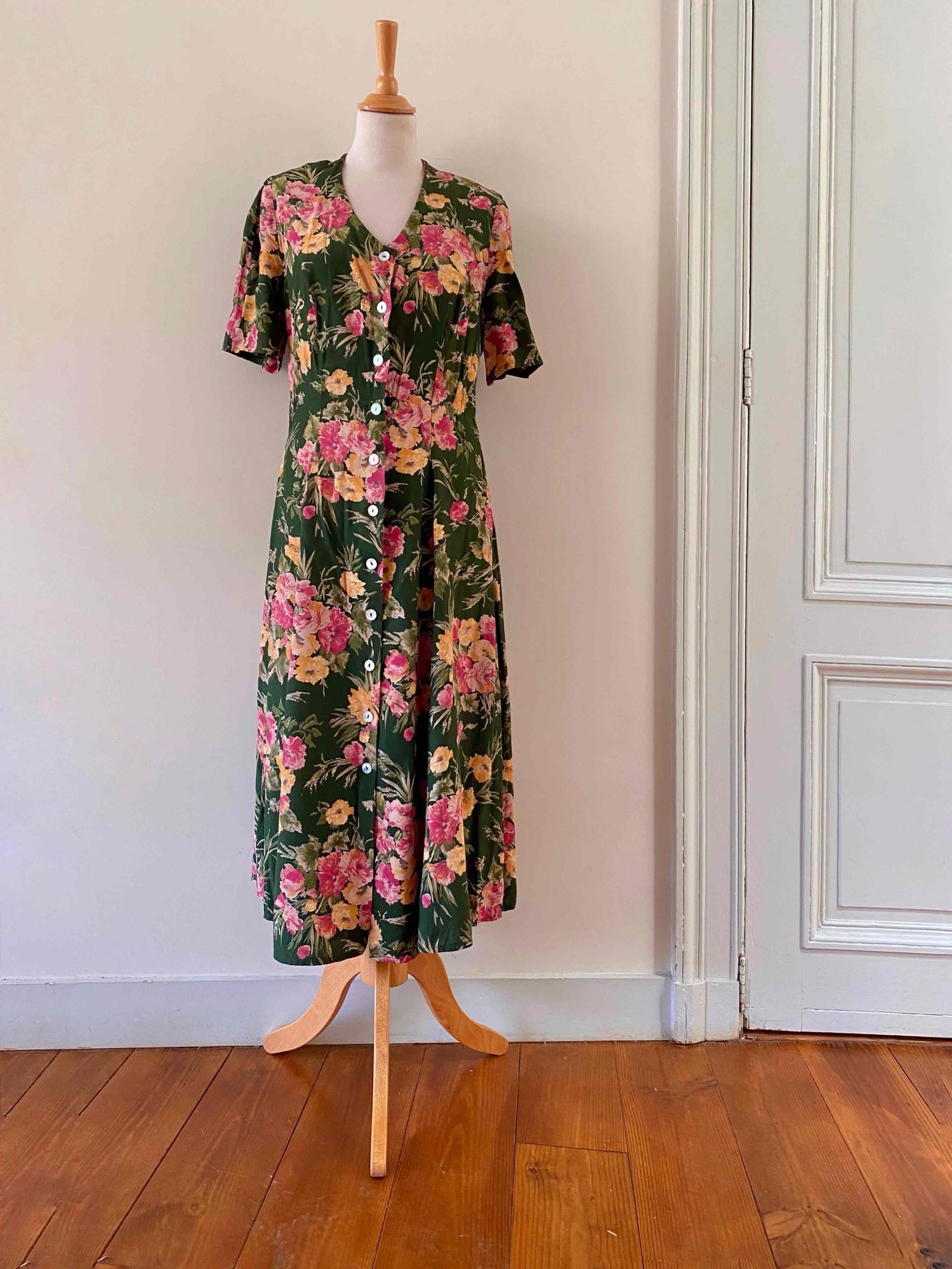 Button-up floral dress