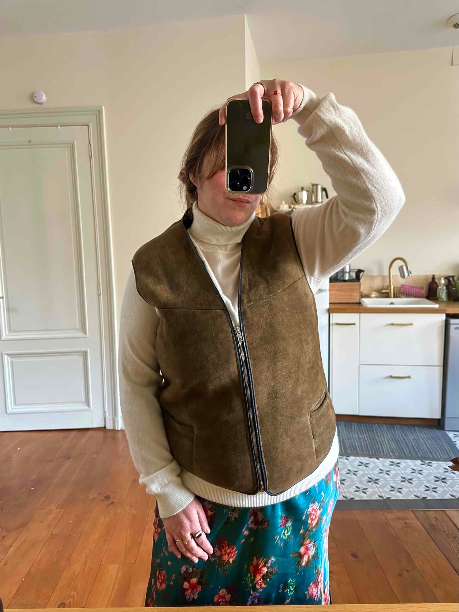 Gilet en peau lainée