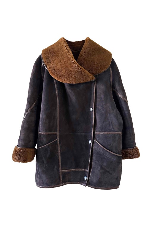 Wool-lined leather coat