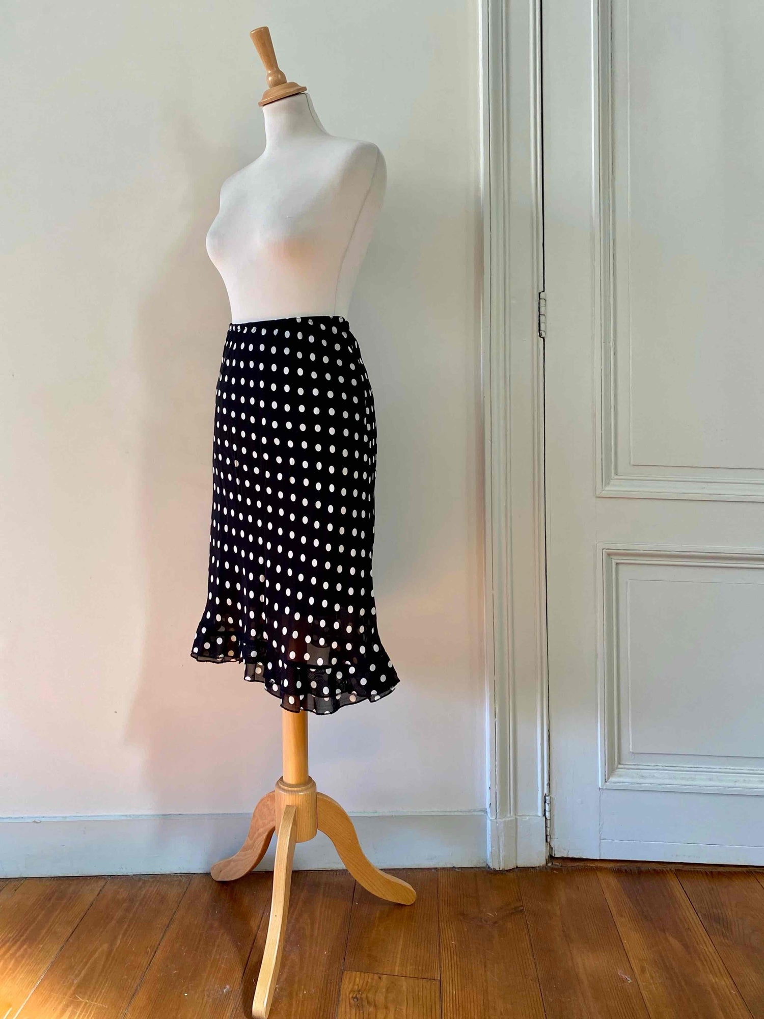 Jupe midi à pois