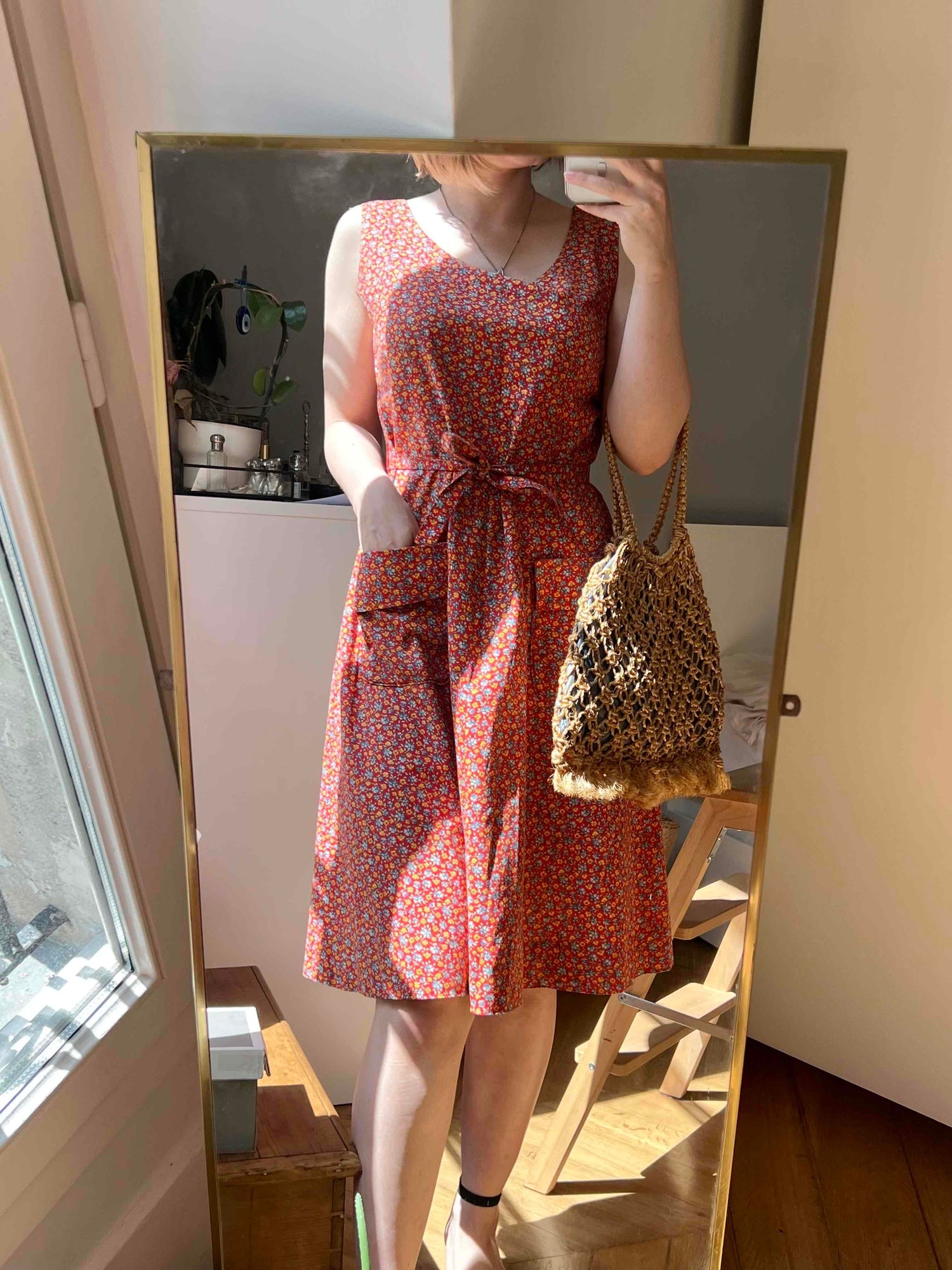 Robe midi à fleurs