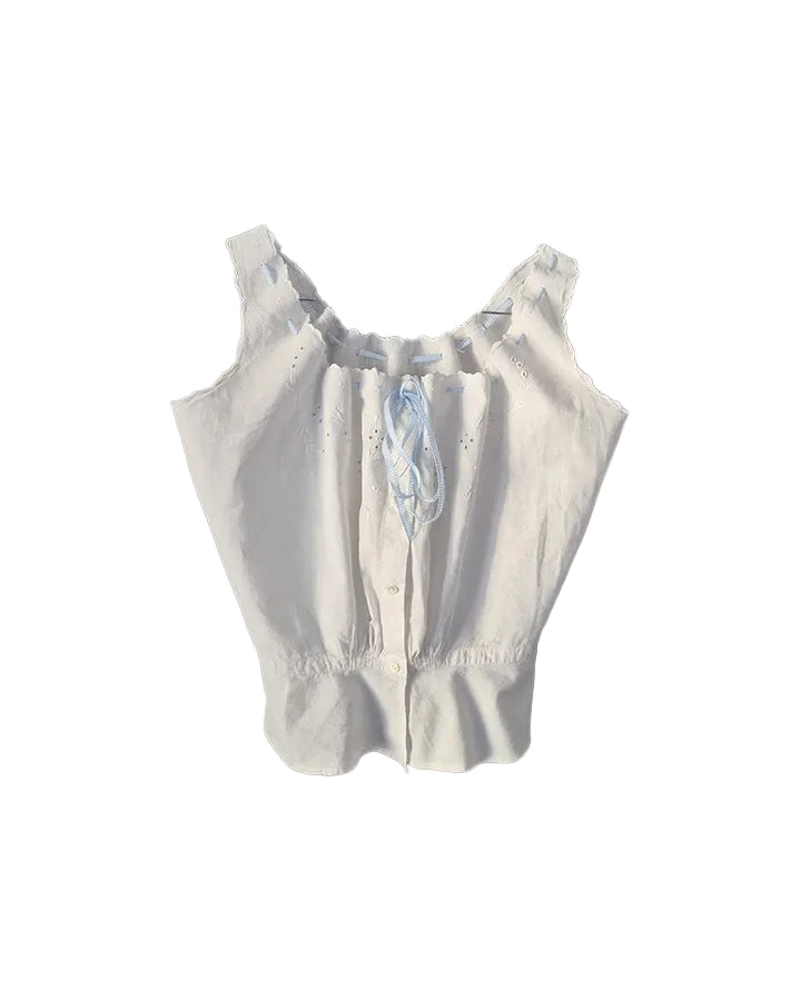 Top en coton brodé