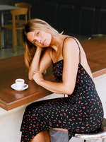 Robe Open Back Flowery Night rouge