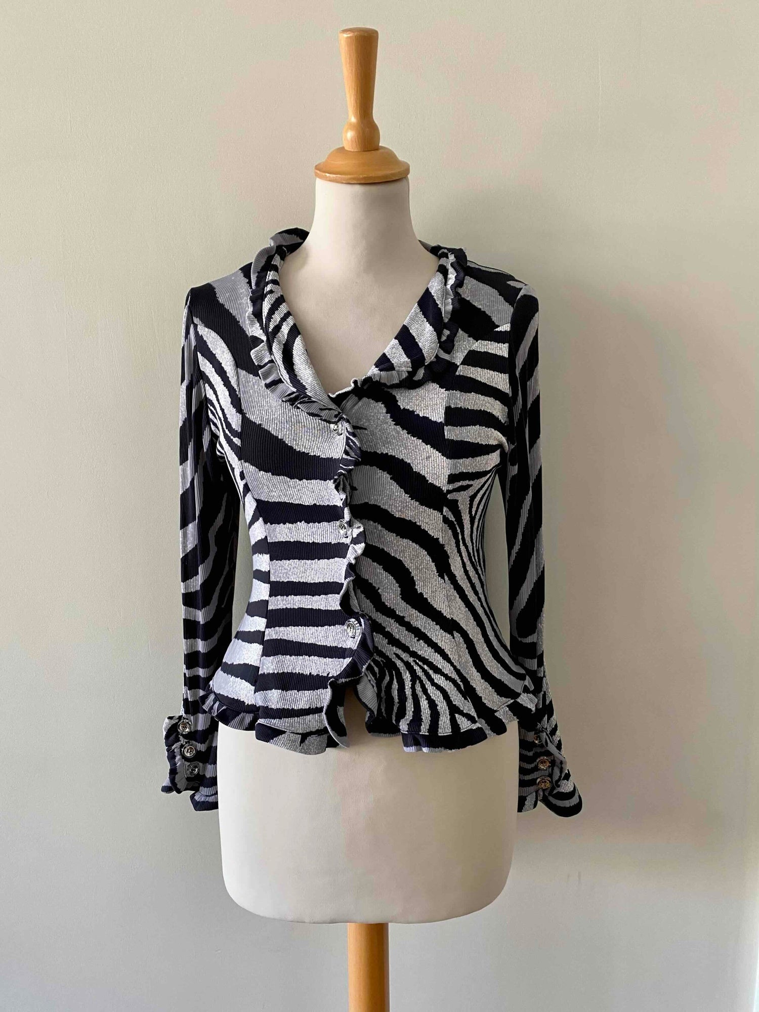 Zebra-striped ribbed top