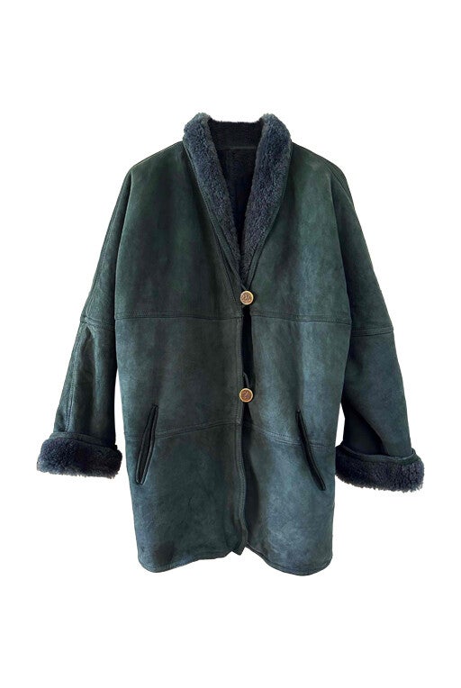 Wool-lined leather coat