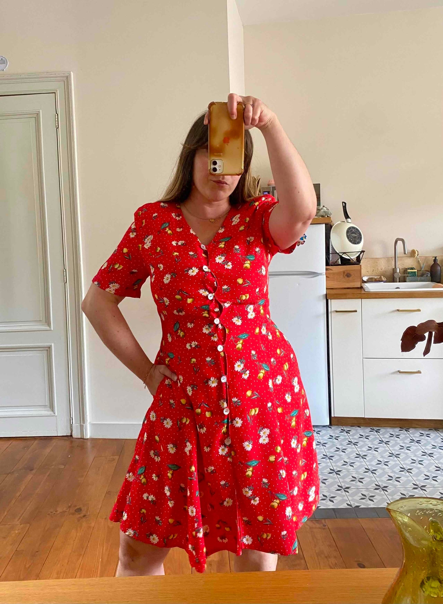 Dress with flowers and cherries