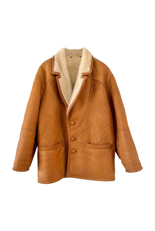 Wool-lined leather coat