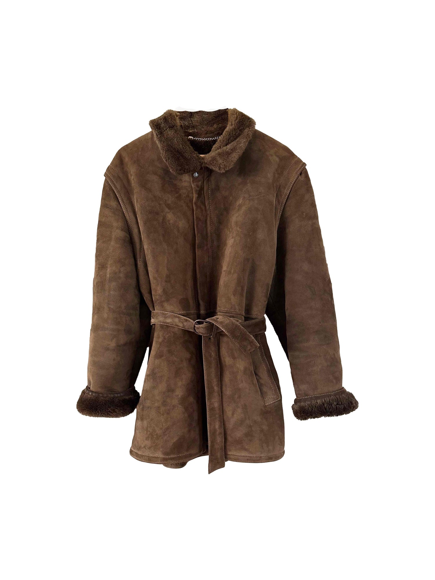 Wool-lined leather coat