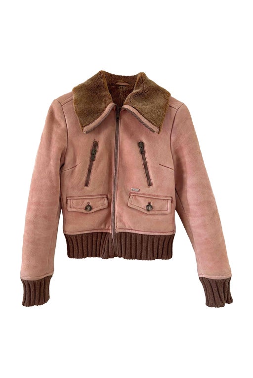 Veste en peau lainée