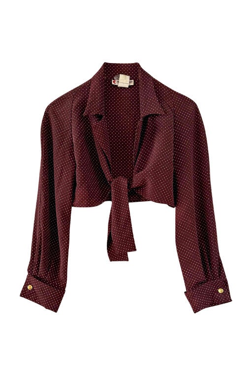 Polka dot tie-front shirt