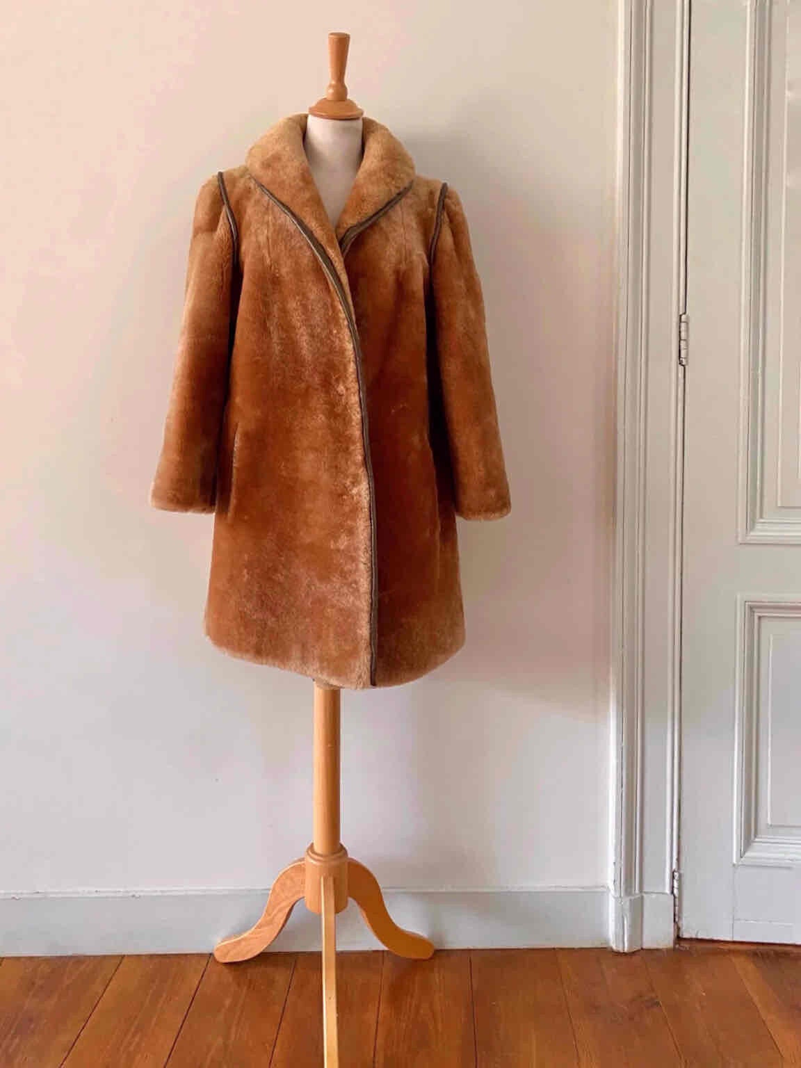 Golden sheepskin coat