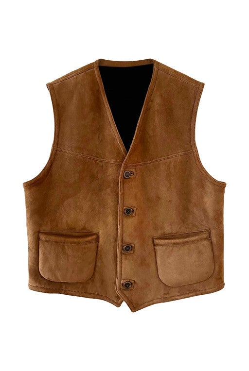 Wool-lined leather vest