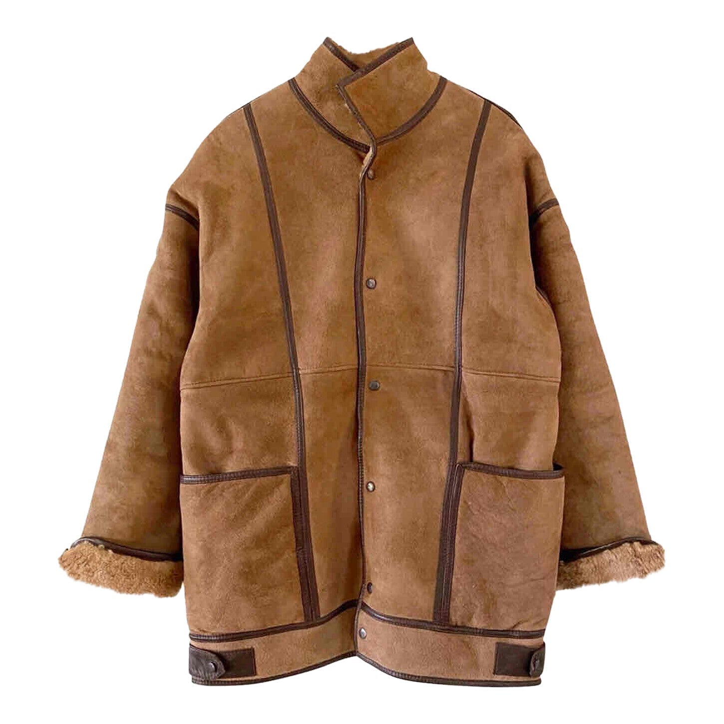 Wool-lined leather coat