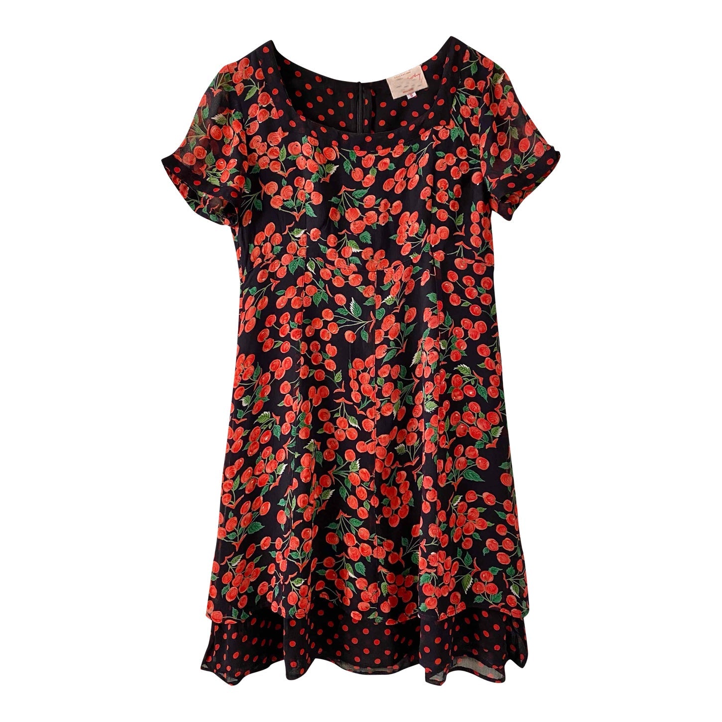 Mini dress with cherries and peas pattern