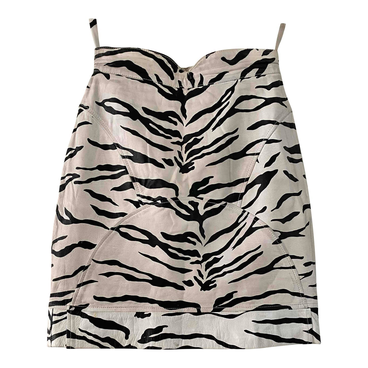 Zebra-print leather skirt