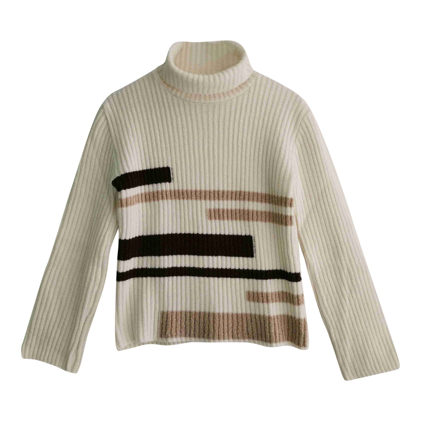 Pull côtelé à col roulé