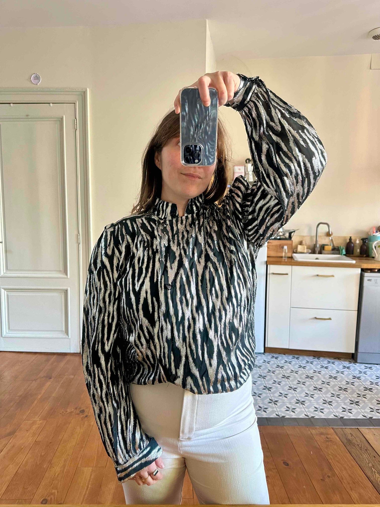Lurex zebra print blouse