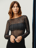 Top Silver Stripes à Paillettes