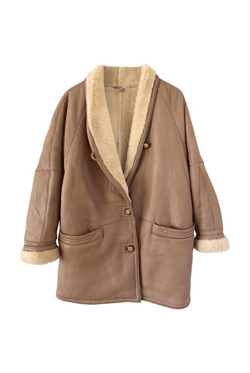 Wool-lined leather coat