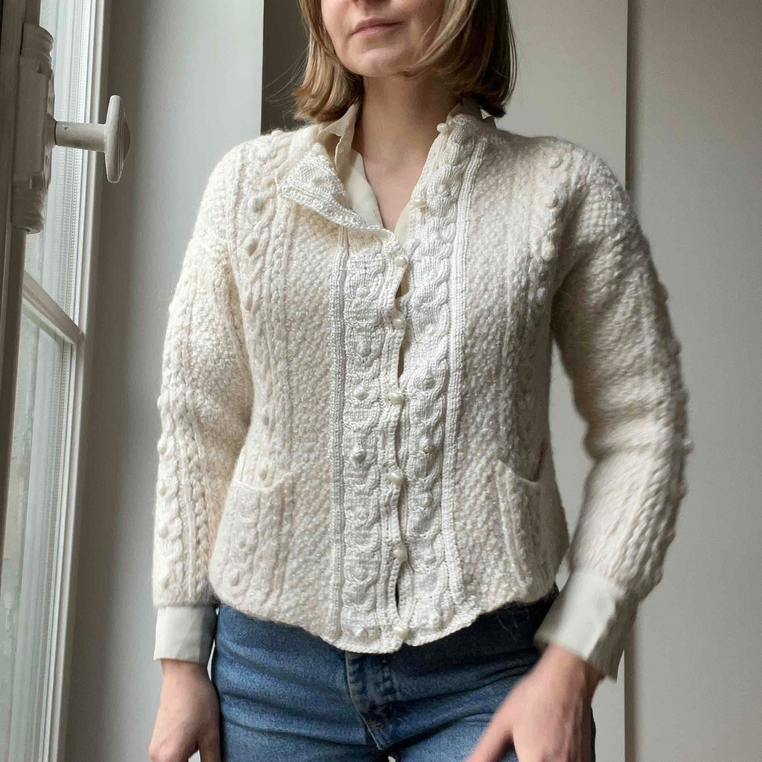 Cable knit cardigan