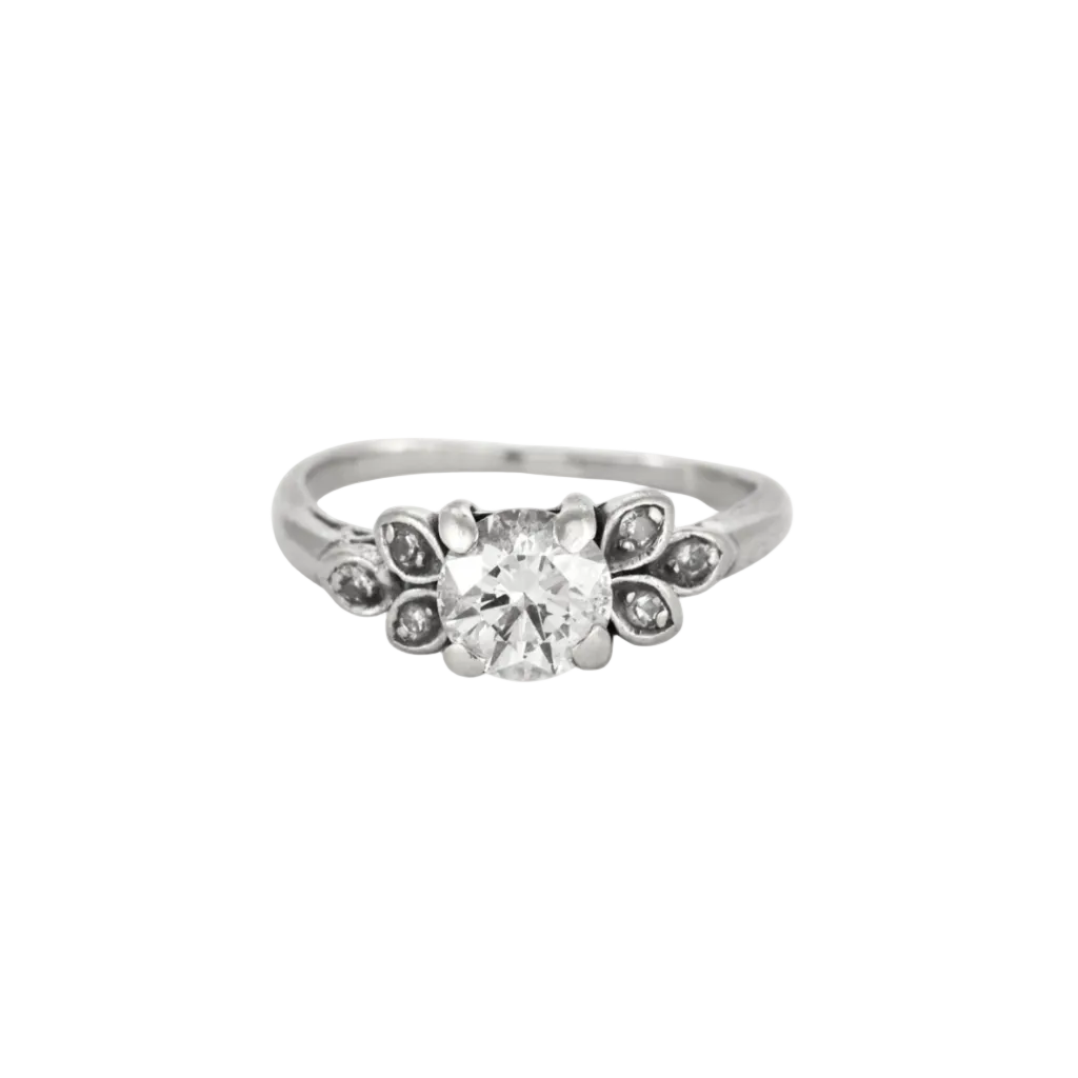 Bague solitaire or gris et diamant