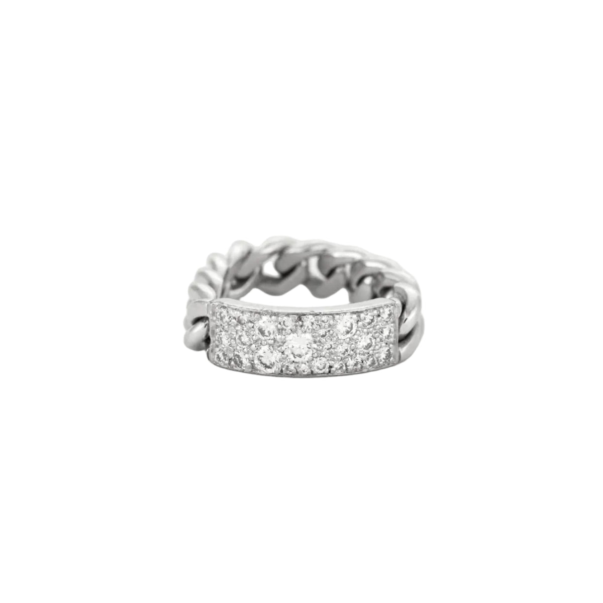 DIOR - Bague  "Gourmette", or gris et diamants.