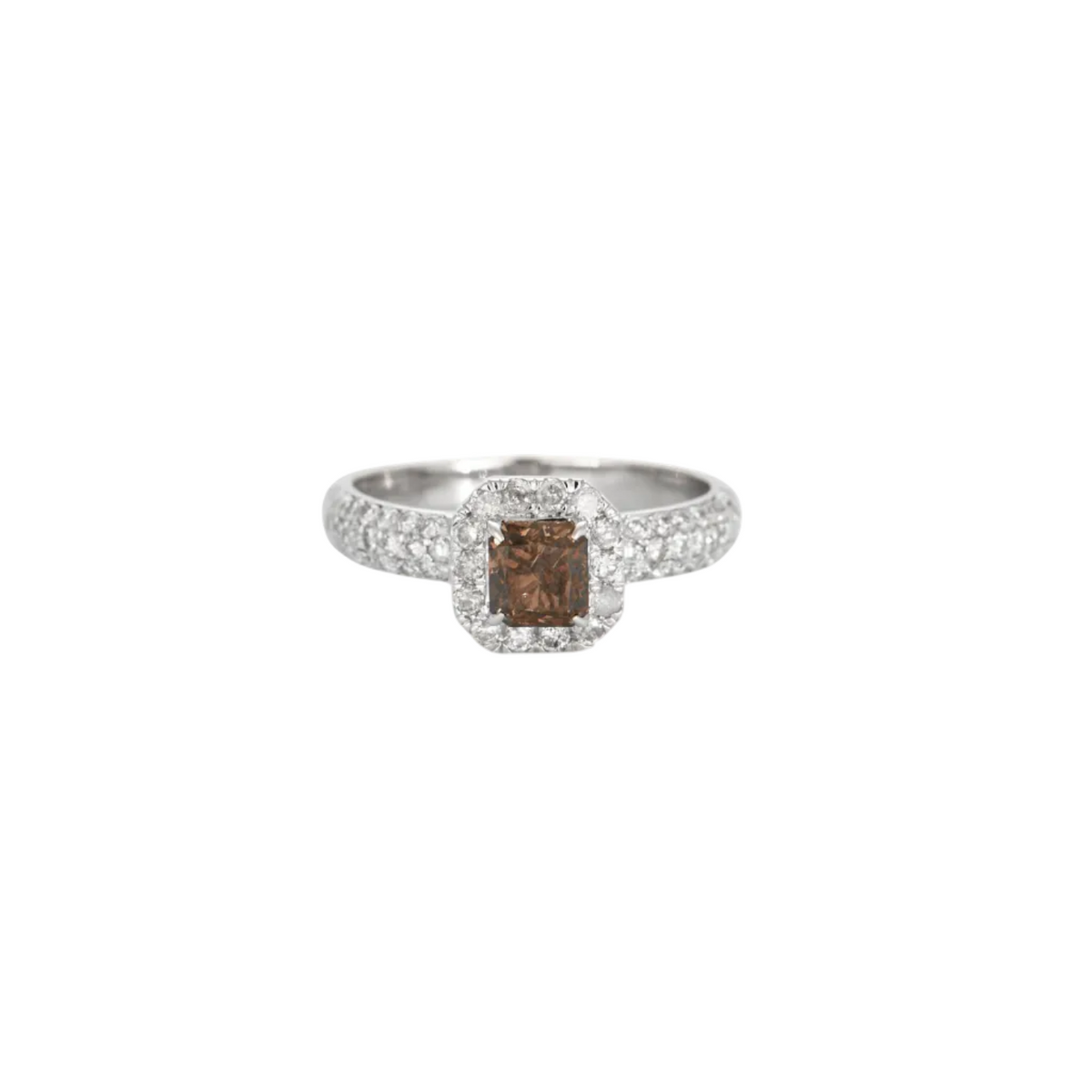 Bague or gris diamant brun et diamants