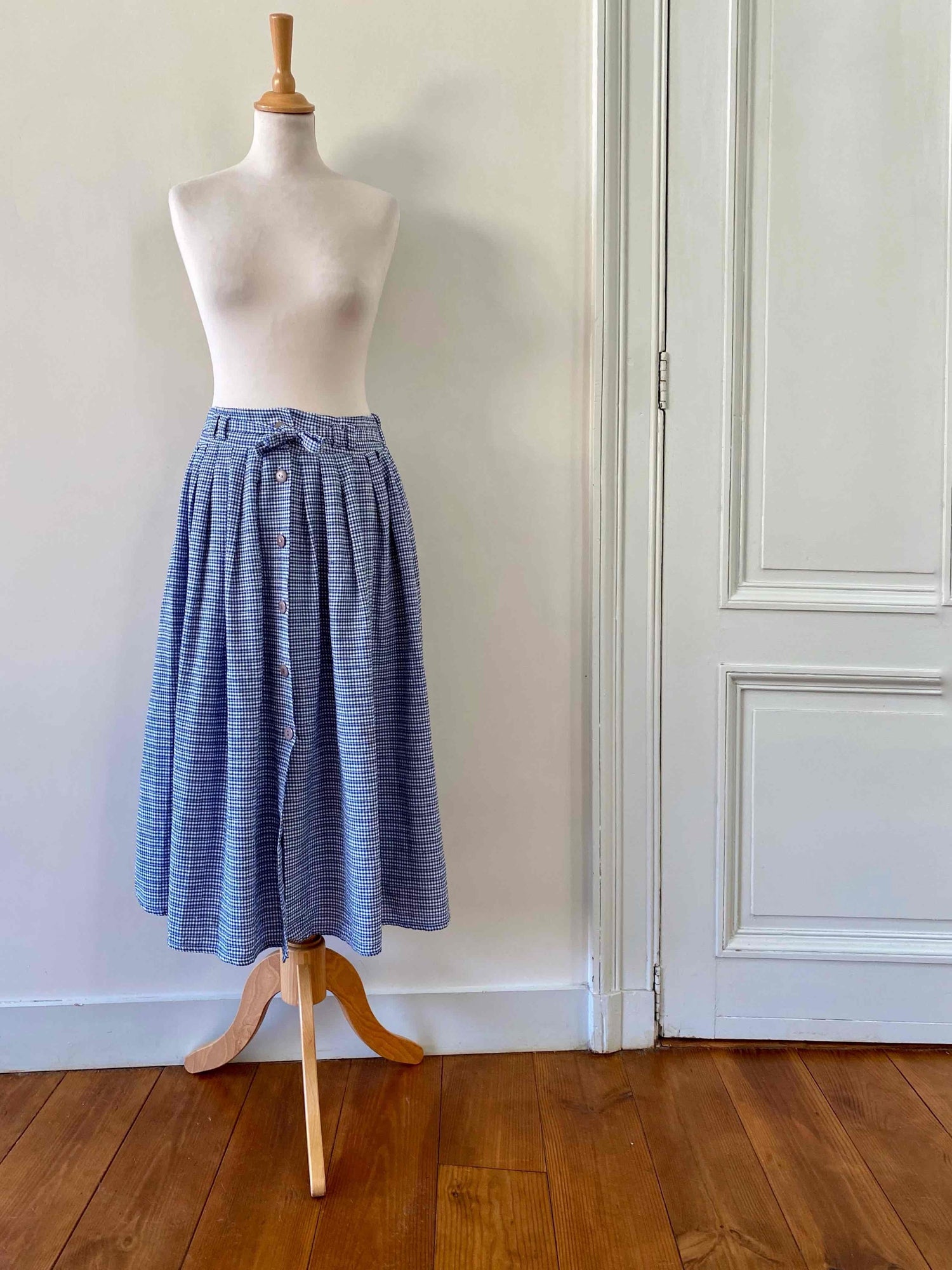 Vichy midi skirt