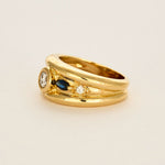 Bague en or jaune, saphir et diamants