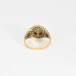 Bague Art déco, deux ors, perle bouton et diamants