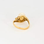 Bague en or jaune, perle de culture et diamants