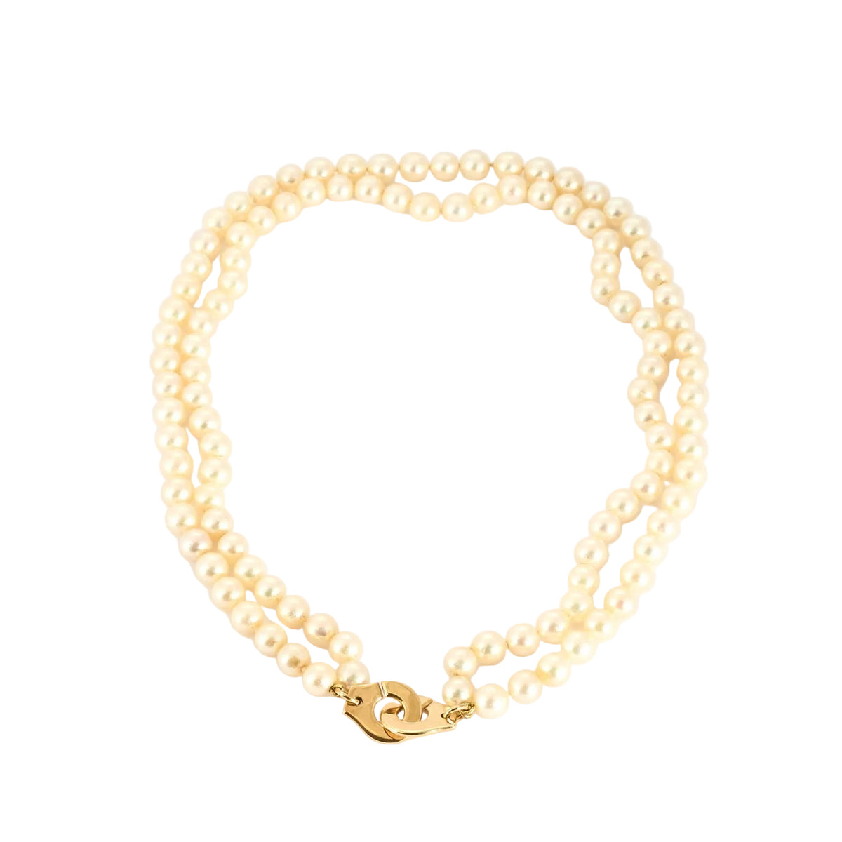 DINH VAN - "Menottes R15" - Collier en or jaune et perles de culture Akoya
