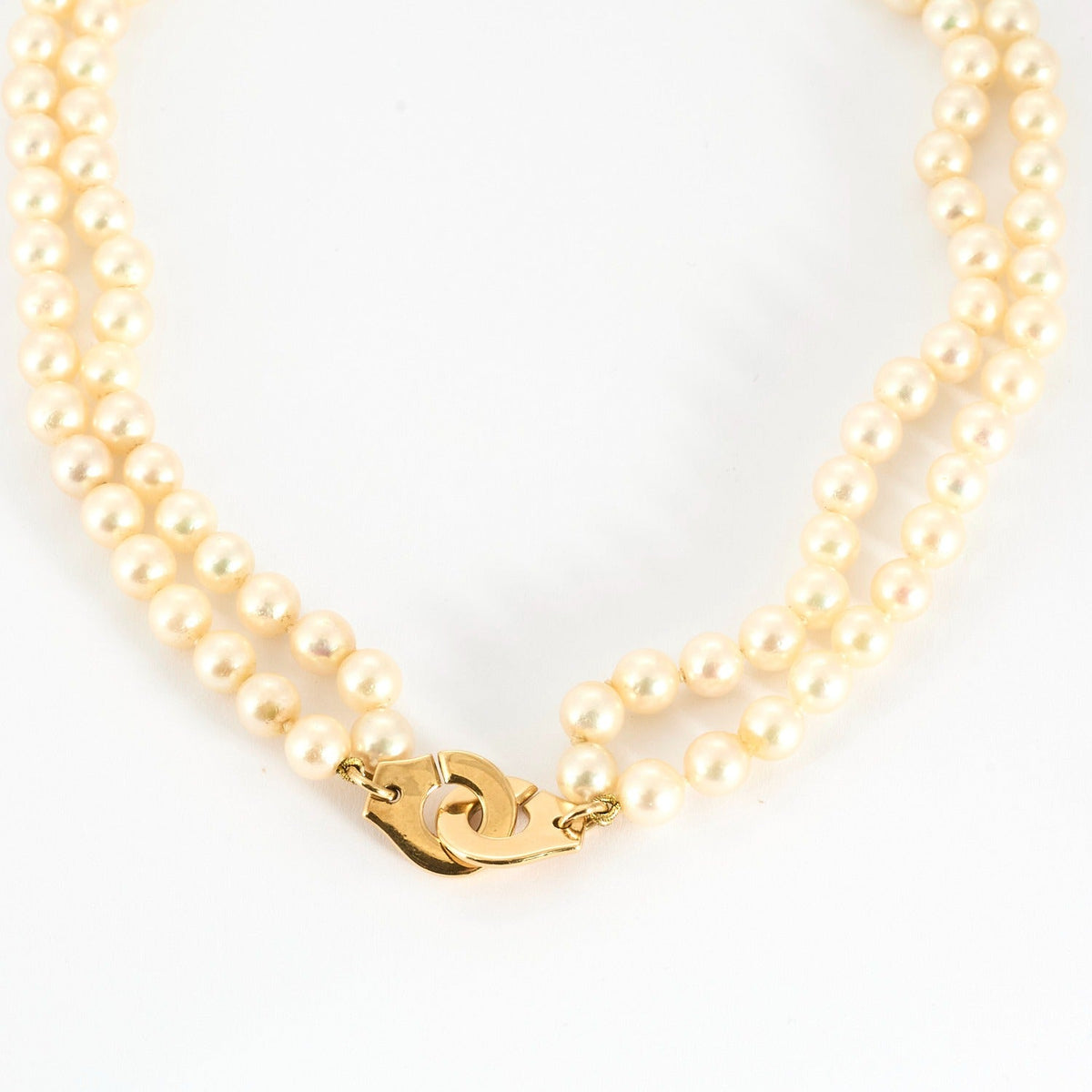DINH VAN - "Menottes R15" - Collier en or jaune et perles de culture Akoya