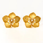 Parure florale - Broche et boucles d'oreilles or jaune, diamants