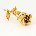 Parure florale - Broche et boucles d'oreilles or jaune, diamants