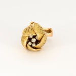 Parure florale - Broche et boucles d'oreilles or jaune, diamants