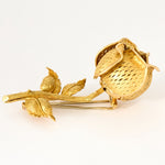 Parure florale - Broche et boucles d'oreilles or jaune, diamants