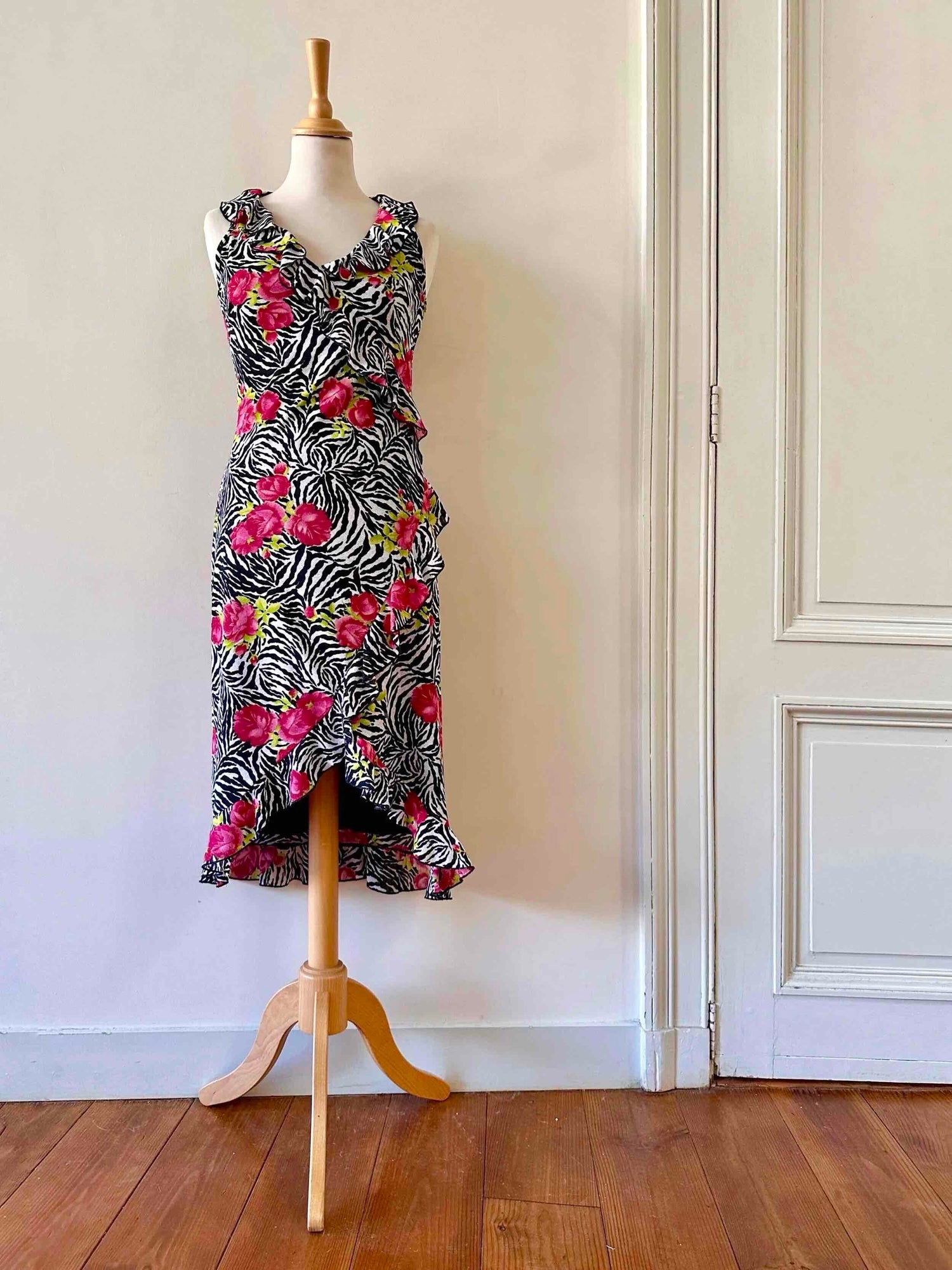 Zebra-print floral dress