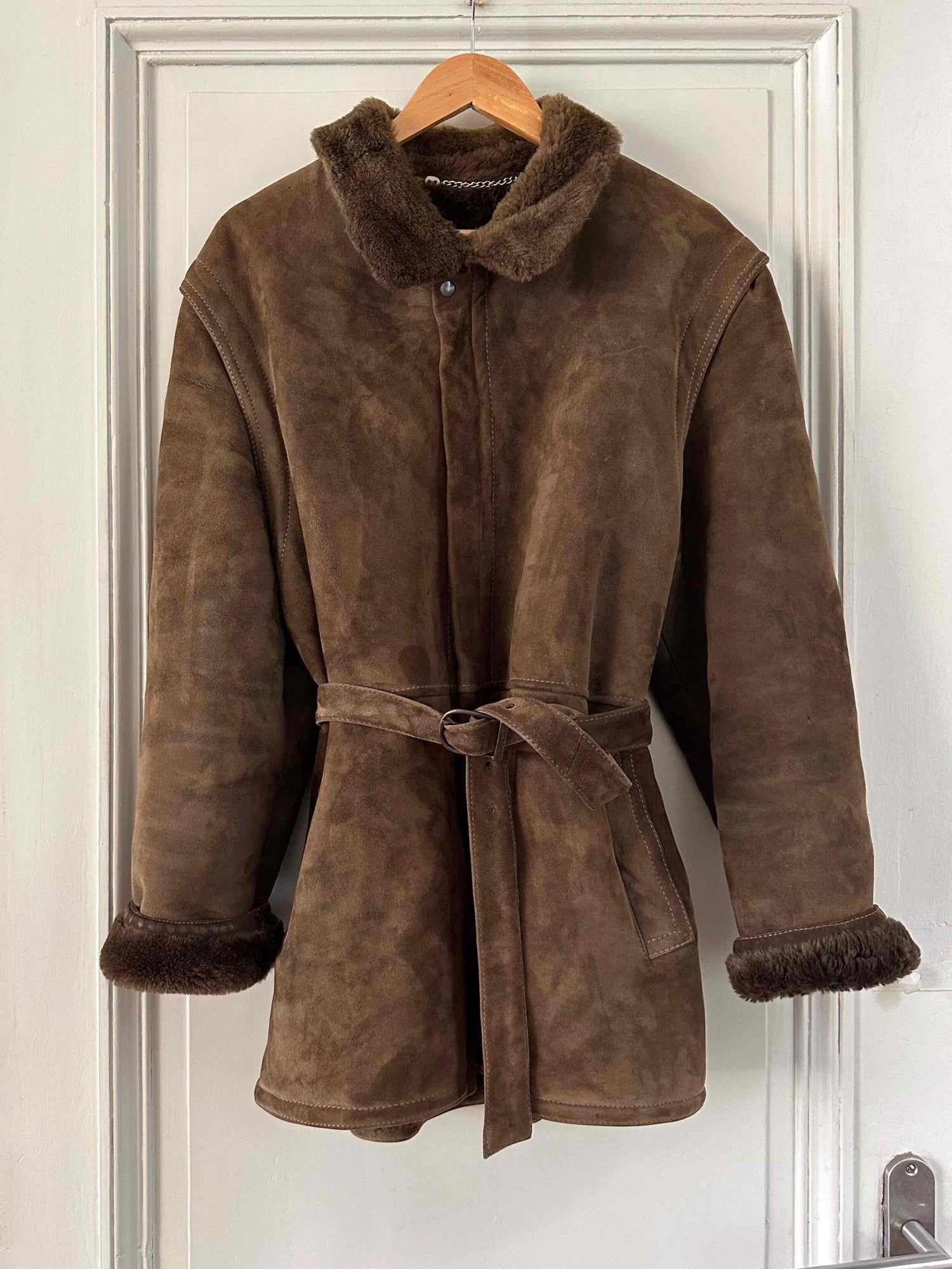 Wool-lined leather coat