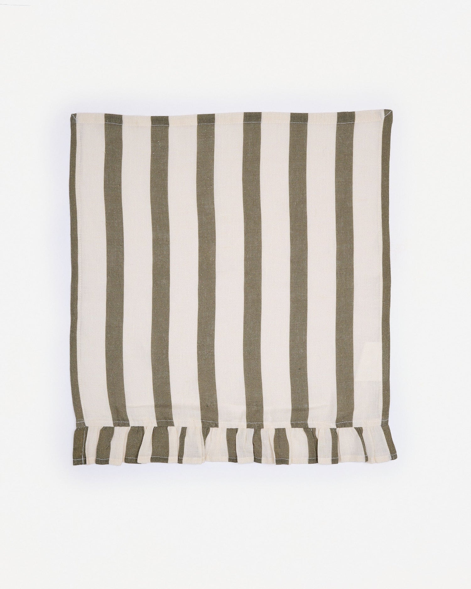 Olive & Ivory Thin Stripe Frill Napkins Set of 2