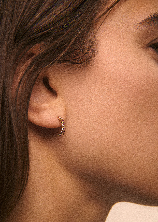 Boucle d'oreille Ava saphir rose