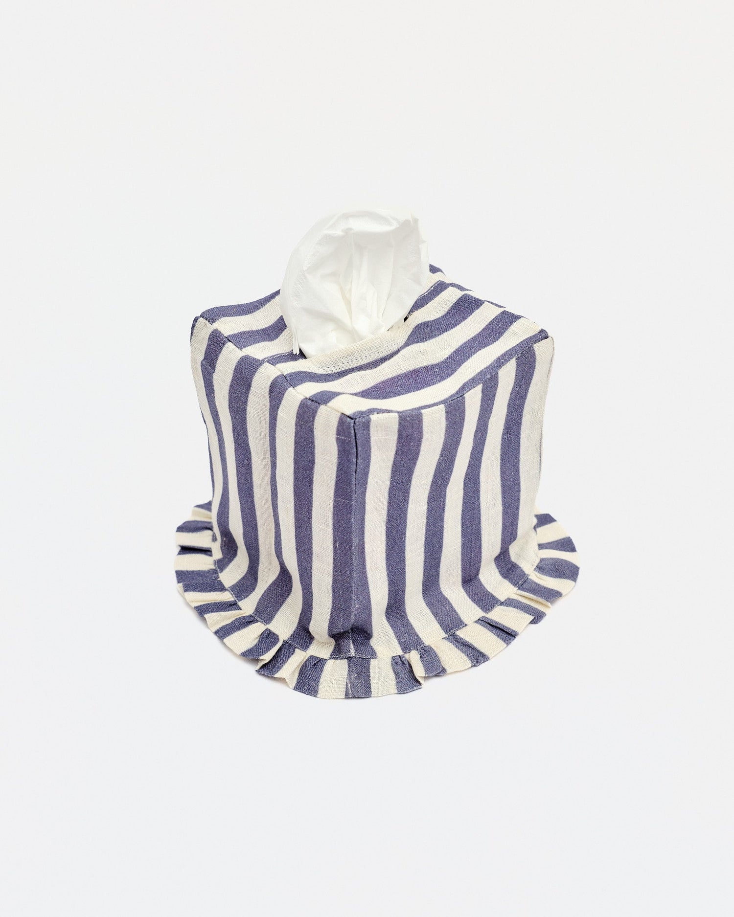 Folkstone Blue Candy Stripe Square Tissue Box Cover
