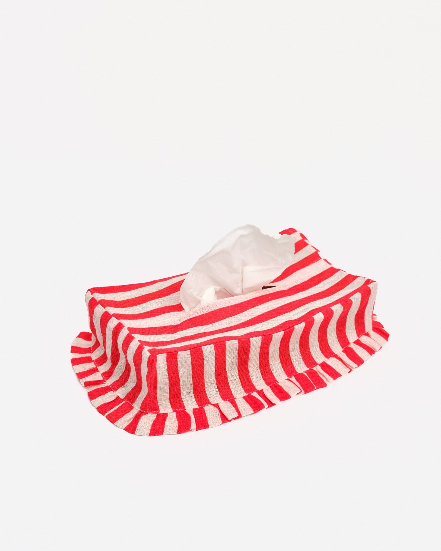Cherry Red Candy Stripe Rectangle Tissue Box Cover